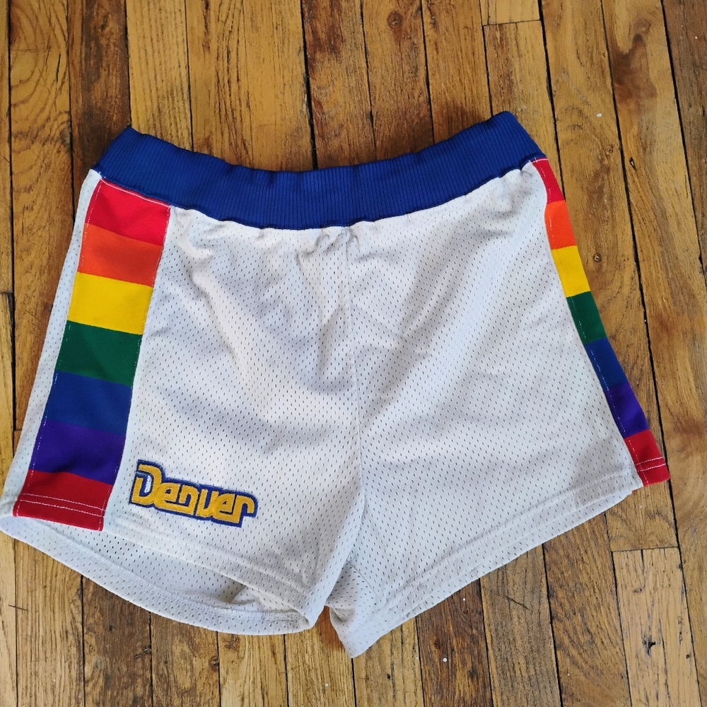 Rare original NBA Denver Nuggets Vintage Sand Knit Shorts Gart Bros size 38